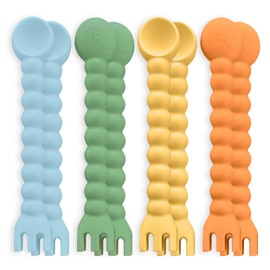 Ryan & Rose Cutie Tensils Baby Spoon and Fork (Rocket, 8 Pack)