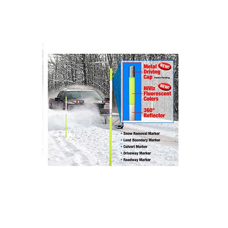 Driveway Snow Poles Reflective Orange Markers 60" Multiple Quantities (12,