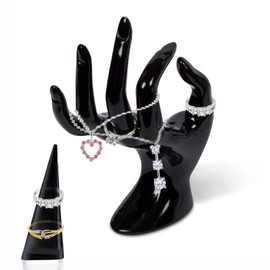 SELPONT Hand Jewelry Holder, ,Jewelry Display Holder, Female Mannequin Hand Jewelry Stand Support, Mannequin Hand Necklace Bracelet Ring Watch Holder for Home Organization,2pcs(Black)