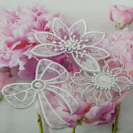 20 Pieces White Lace Applique, Lace Flower Patches, Lace Organza Embroidery, For Repairing and Decorating Clothes, Bags, Hats