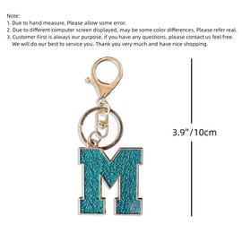 Purple Green Dark Blue Letter A-Z Keychain for Women Men Purse Handbags Metal Alphabet Initial Letter Car Key Ring (Green A)