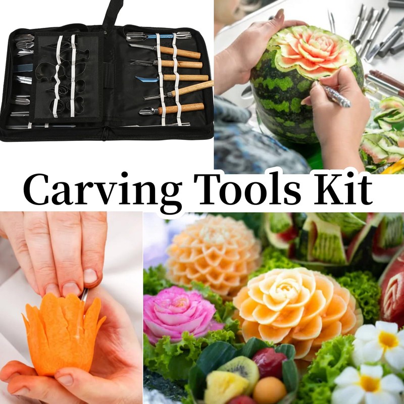 45Pcs Food Carving Tool Set, Portable Vegetable Fruit Food Garnishing