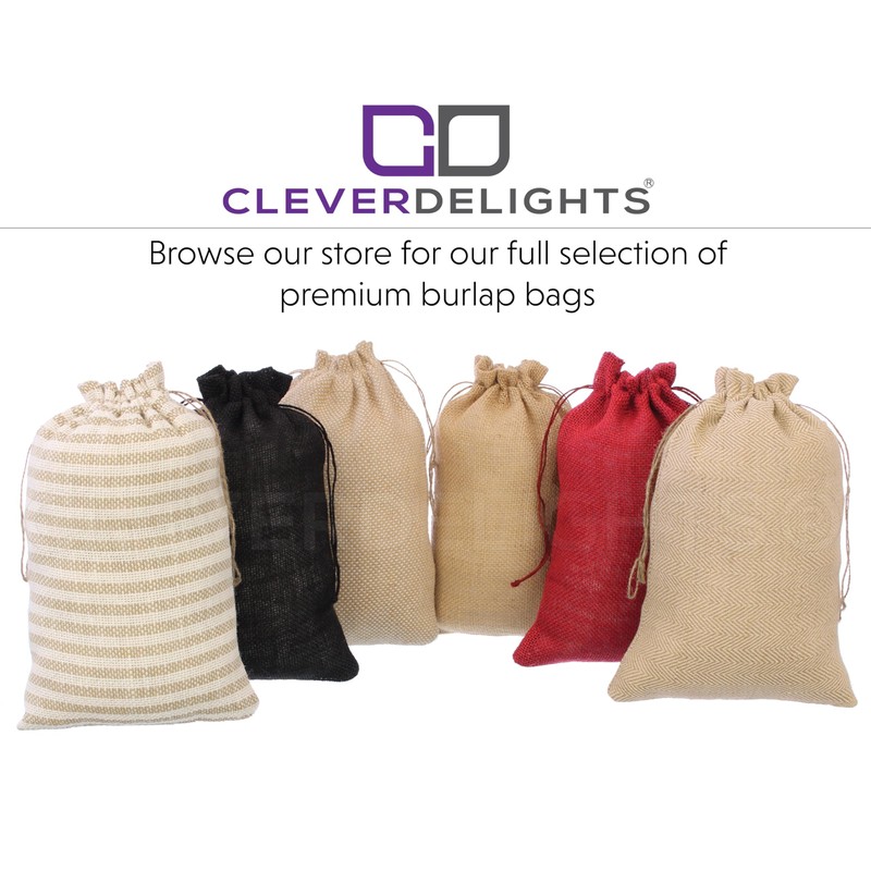 CleverDelights 18 x 24 Inch Burlap Bags - Natural/Ivory Stripe