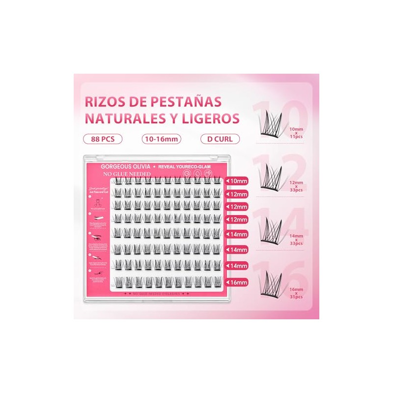 GORGEOUS OLIVIA Set de Pinzas Para Pestañas Postizas Autoadhesivas,Las Pestañas