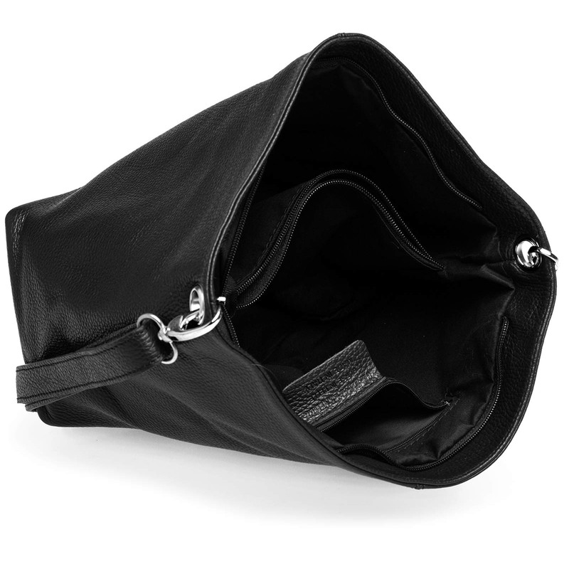 Caspar TL803 Women's Classic Elegant Leather Handbag - Black -