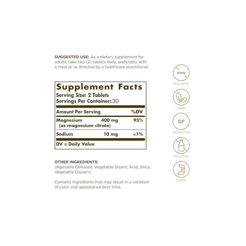 Solgar Magnesium Citrate - 60 Tablets