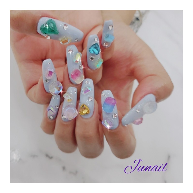 ⭐️ Glass parts handmade nail tips ✨ - Long Almond