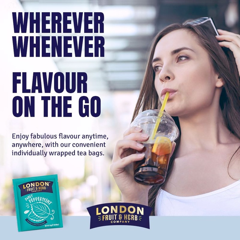 London Fruit & Herb Sweet Peppermint Tea, Caffeine-Free Herbal Infusion,