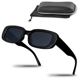 Netrox® Flair Sunglasses - Fashion Glasses with Case and Microfibre Bag - Sunglasses Black Glass UV400 Protection - Fashion Rave Techno Glasses - Men and Women - Black, black