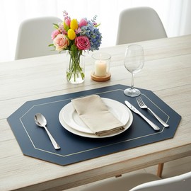 Faux Leather Placemats,Wipeable Dual Sided,Set of 4