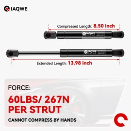 IAQWE C1608584 14Inch 60Lb/267N Gas Struts Shocks Springs 13.98in Lift Support for Snugtop are Leer Truck Camper Shell Topper Rear Cap Window Door Pickup Canopy Lid 2PCS