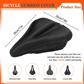 Thatyro Black Bike Seat Cushion, Memory Form Padded Bike Seat Cover, Soft Bicycle Saddle Pad for Men Women Comfort Peloton Mountain Exercise Road Cycling (Black)
