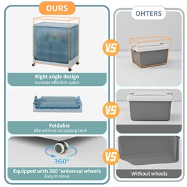 Dimmeda Large Toy Box Chest with Lid, 135Qt Collapsible Sturdy Plastic Toy Storage Organizer Boxes Bins Baskets for Kids, Boys, Girls, Nursery, Playroom (Ttransparent Blue)