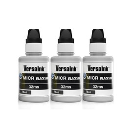 VersaInk-Nano 32 MS MICR Black Ink MICR Black Ink Cartridges for Check Printing - 78ml Bottle 3 Pack - Compatible with HP 32 Black