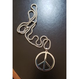 35mm Stainless Steel Large Peace Sign Pendant / Charm with 24" Box Chain