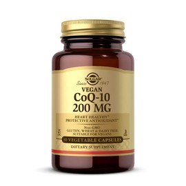 Solgar Vegetarian CoQ-10 200 mg, 30 Vegetable Capsules - Heart Healthy, Protective Antioxidant - Coenzyme Q10 (CoQ-10) Supplement - Vegan, Gluten Free, Dairy Free, Kosher - 30 Servings