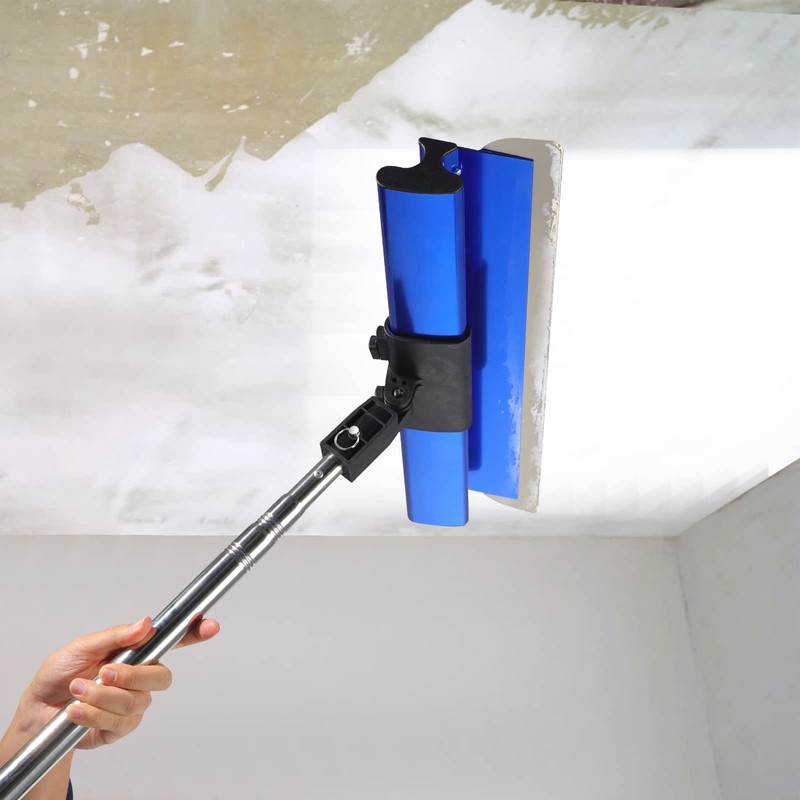 KEZERS Drywall Skimming Blade Handle Combo,35"-81" Stainless Steel Extension Pole