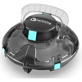 Cordless Robotic Pool Cleaner, Lasts 60 Min, Automatic Vacuum for Above-Ground Pools up to 538 Sq.ft,Portable, Self-Parking,Transparent Black