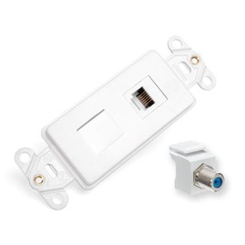 Leviton Decora Wall Jack Insert Kit, 6P6C X F, 110 Style, 41658-W, White