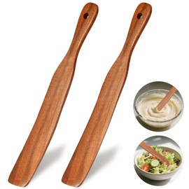 2Pcs Skinny Spurtle for Sourdough Starter, Reaching Bottom of Jars, Dough Whisk, Mixing, Spreading, Wooden Spurtles Kitchen Tools, Kitchen Utensils for NonStick Cookware, Gift for Sourdough Lovers