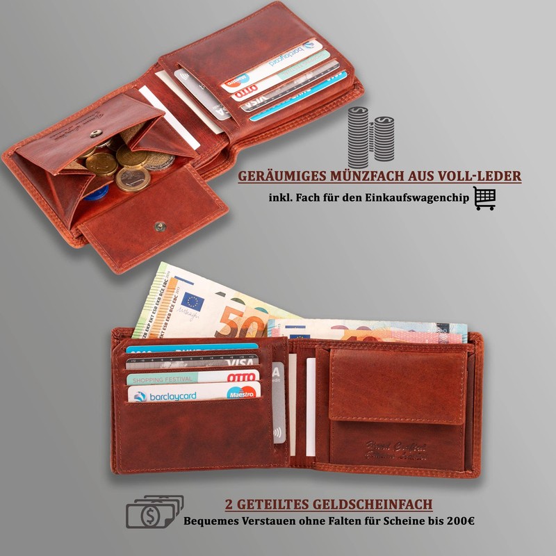 MATADOR® Men's Wallet with TÜV-Approved RFID/NFC Protection, Vintage Brown, Vintage