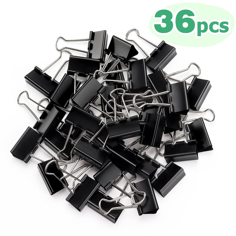 ZZTX Black Binder Clips Paper Clamps Clips Medium Size, 1.3