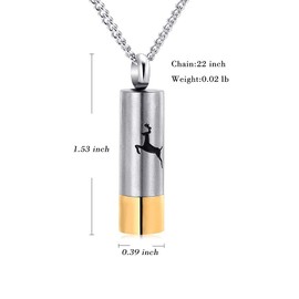 Yinplsmemory Cremation Jewelry Deer Cylinder Urn Necklace for Ashes Keepsake Memorial Jewelry Jan-Dec Birthstone Charms