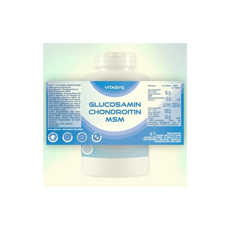 Vitasyg Extra Strength Glucosamine Chondroitin MSM – Tablets, 1 Pack,