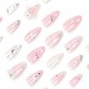 LBPEPAMZ 24Pcs Pink Press on Nails Medium Almond Fake Nails