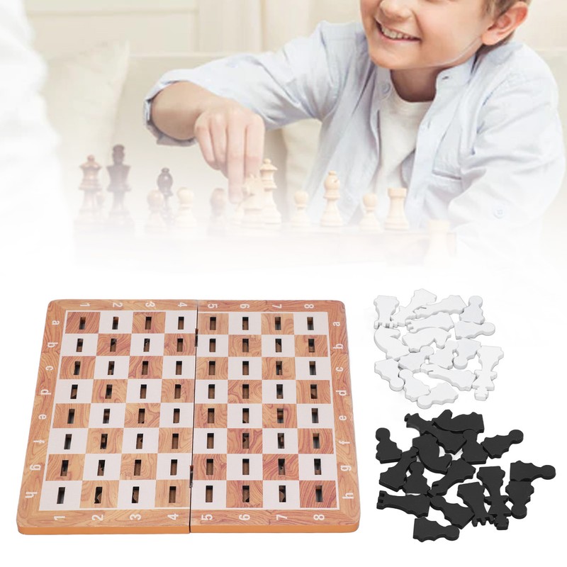 Wooden Chess Game Children Adult Portable Funny Folding Chess Board