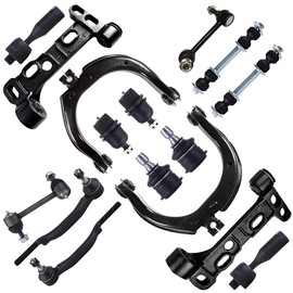SCITOO 16pcs Front Suspension Kit Upper Control Arm Support Bracket fit 2008-2009 for Chevy Trailblazer 2008-2009 for GMC Envoy Lower Upper Ball Joint Outer Inner Tie Rod End Sway Bar Link