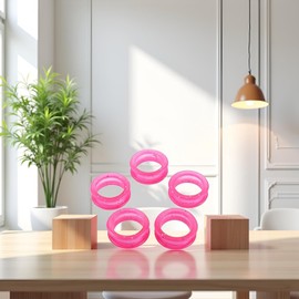 5 x rosa Silikonschere, Fingerringe, Griffe, Fellschere, Daumeneinsätze, Fingerschutzring für Friseure, Haarschneideschere, Haustierschere, Fellpflege