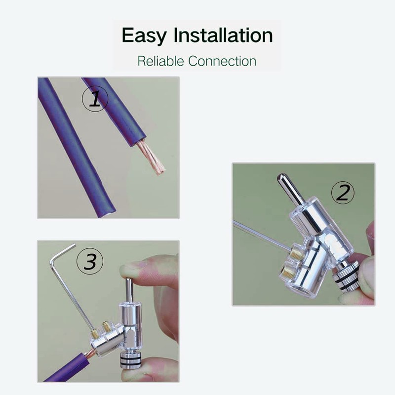 Viborg Hi-End Rhodium Plated Lock Speaker Cable Banana Plug Connectors,