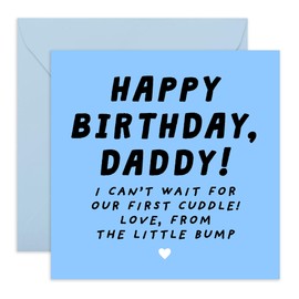 Cute Birthday Card for Dad - 'Little Bump Daddy' - Presents for Father, Him, Husband, Spouse From Pregnant Wife - Soon To Be Born Baby- Comes with Fun Stickers