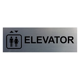 Basic Elevator Sign (Brushed Silver) - Large - (5 Pack)