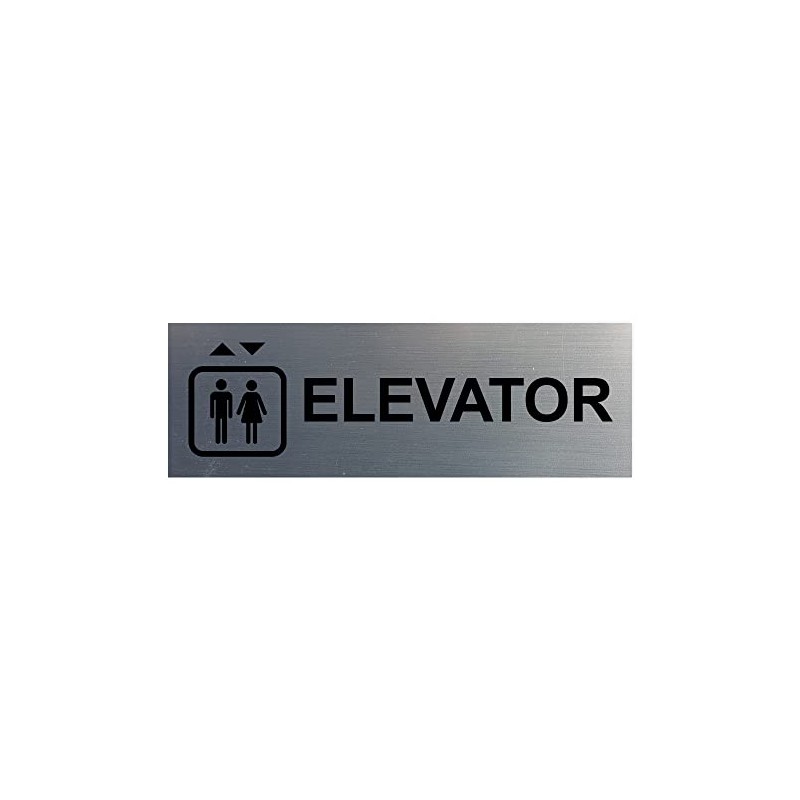 Basic Elevator Sign (Brushed Silver) - Large - (5 Pack)