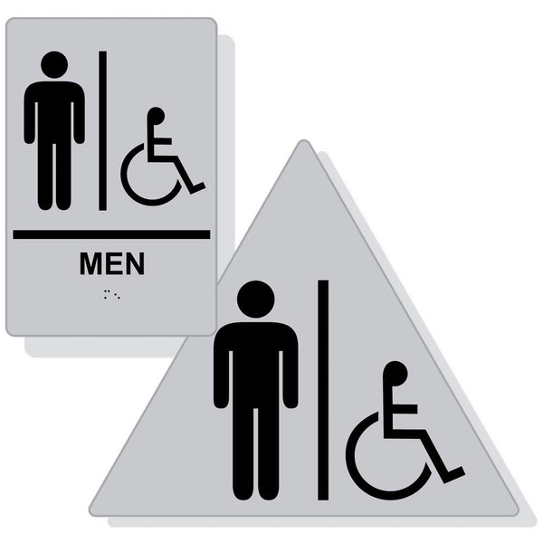 ComplianceSigns.com Accessible Men's Restroom Sign Set for Wall/Door, ADA-Compliant Braille