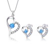AMIGUO Women Love Heart Pendant Necklace Earrings Set, Sterling Silver