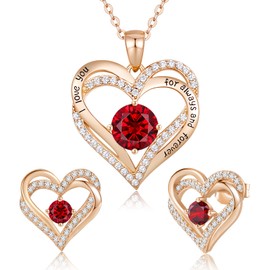 CDE Jewellery Set for Women, ideal gift for Mother’s Day and Birthday, Necklace and Earrings Gift Set with Stones in Gift Box, Sterling Silver, Rose gold 01-jan