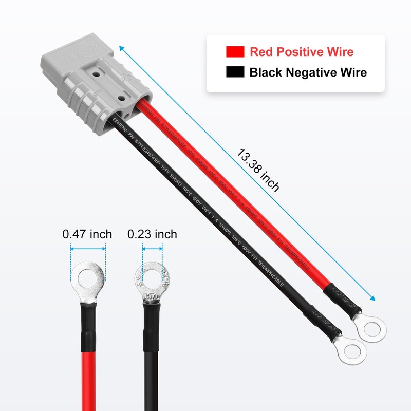 ANKG 50Amp 10Awg Battery Quick Connect Electric Forklift Cable with