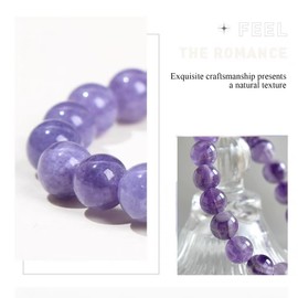 Biglumin 6 mm Amethyst Bracelet Artificial Amethyst Quartz Jewellery Gemstone Bracelet Lucky Bracelet Pearl Bracelet Beads Fashion Jewellery for Best Friend, Relatives, Colleagues, Neighbours, No, 0