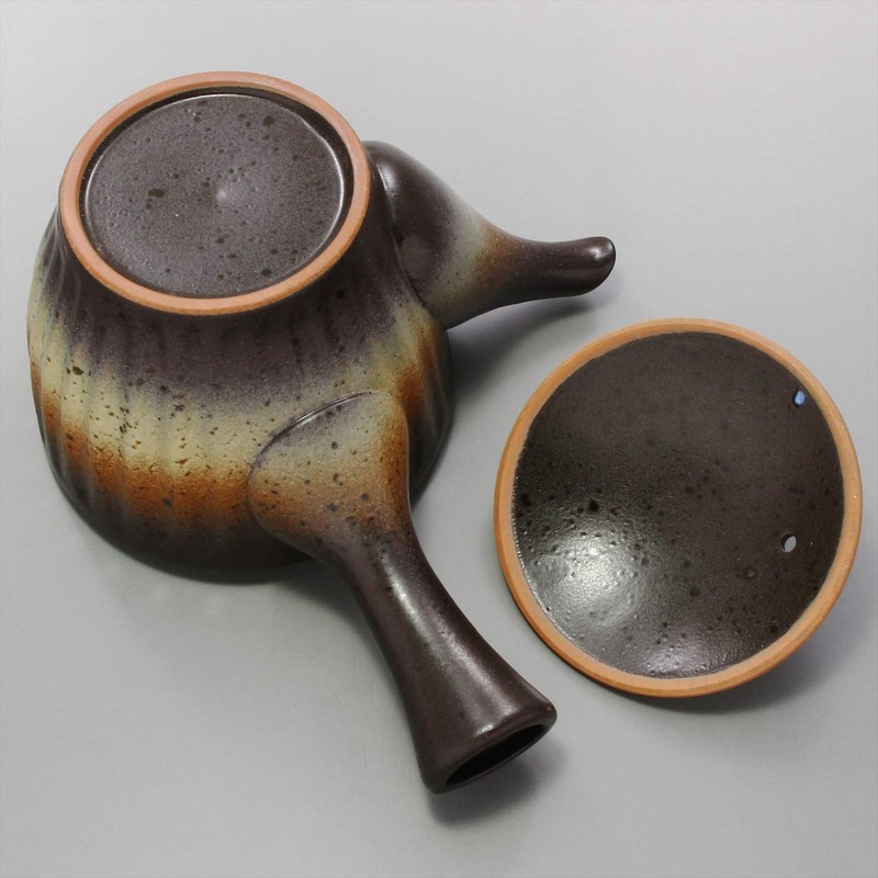 Ichikyu 585-18 Mino Ware Teapot, Bizen-style Sori Shape, Made in