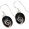 GURU SHOP Red Oval Ethnic Silver Spiral Earrings