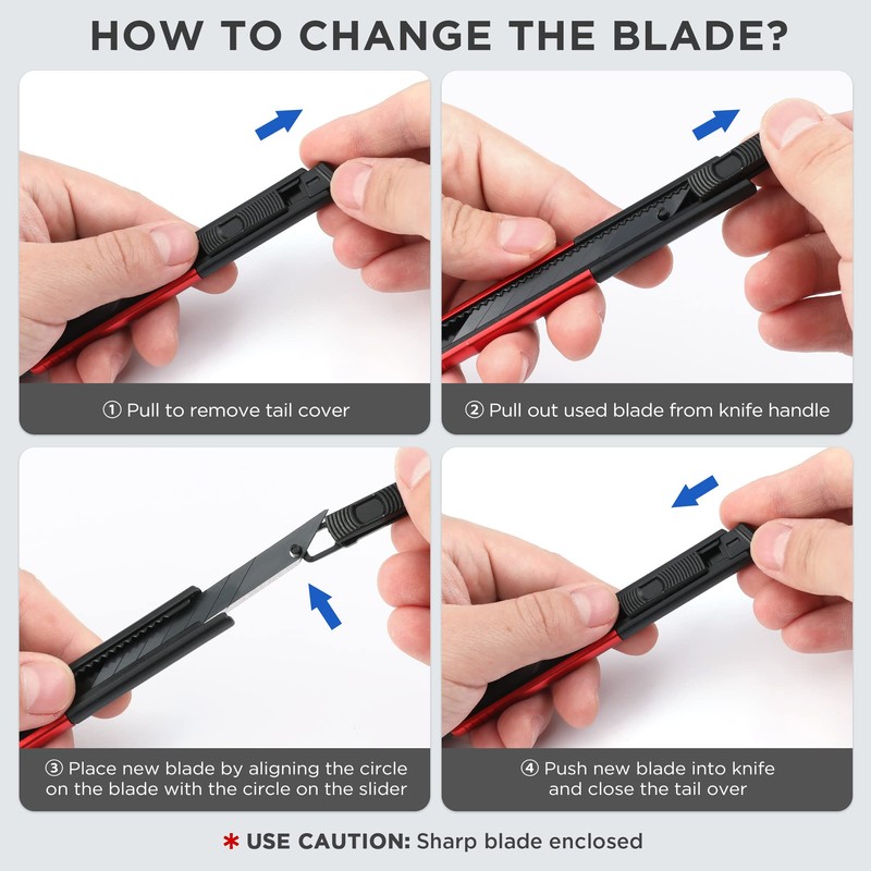 WORKPRO Premium Utility Knife Retractable Snap-off Blade, Heavy Duty Aluminum