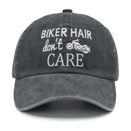 WALNOVA Biker Hair Don't Care Baseball Cap for Women, Denim Washed Adjustable Hat, Grey