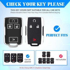 QBUC for Chevy Key Fob Cover with Keychain Soft TPU Key Shell Compatible with Chevy Colorado Silverado Suburban Tahoe GMC Sierra Yukon Canyon (A:Black)