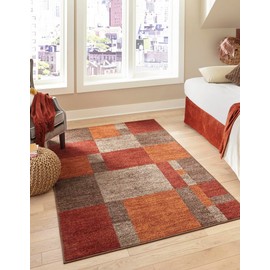 Unique Loom Autumn Collection Modern Contemporary Casual Abstract Area Rug, 5' 3" x 8', Multi/Dark Brown