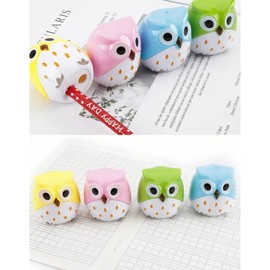 1Pc Random Color Cute Cartoon Animal Owl Pattern Double Holes Pencil Sharpeners Creative Stationery School Prize for Kids Pencil Sharpeners