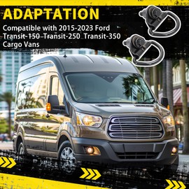 KUAFU 6Pcs Cargo D-Hooks Compatible with 2015-2024 Ford Transit-150 250 350 Cargo Vans D Rings Steel Powder Coated Black