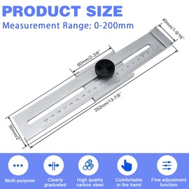 NAROSEBE Precision Marking Gauge 200 mm, Metal Marking Tool, Marking Gauge, Parallel Scriber Metal for Precise Labelling and Marking of Marks and Guide Lines